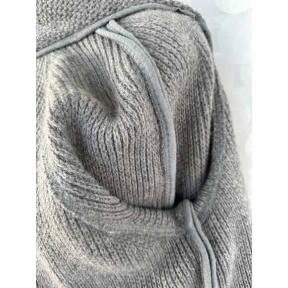 vintage womens Medium LACOSTE Gray Wool Cardigan sweater Chunky made in FRANCE - Picture 6 of 11